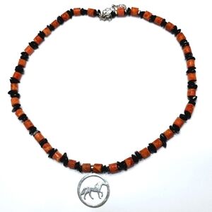 Western Style Beaded Horse Pendant Necklace Fashion Jewelry